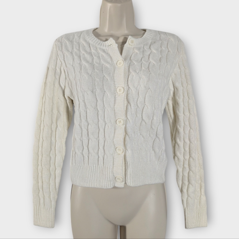 Hollister Women's Off White Cable Knit Sweater Size Small